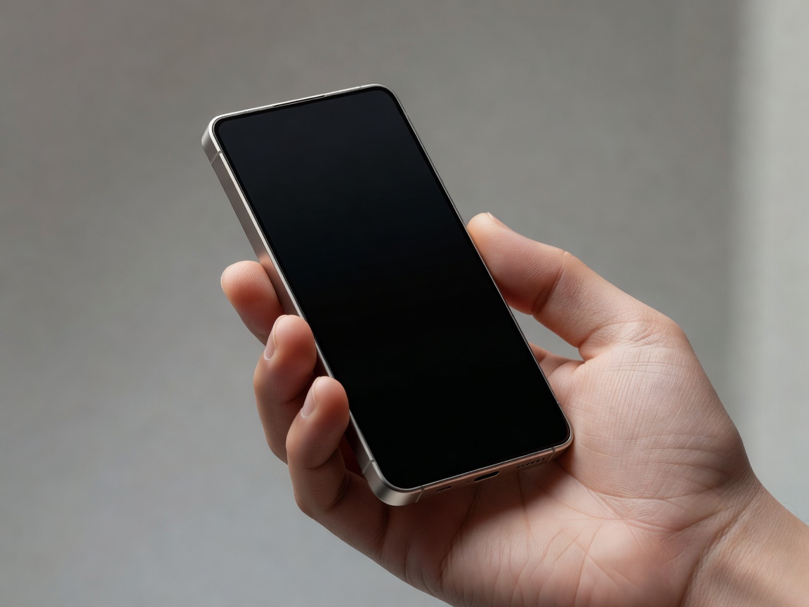Compact premium smartphone held comfortably in one human hand showing narrow chassis