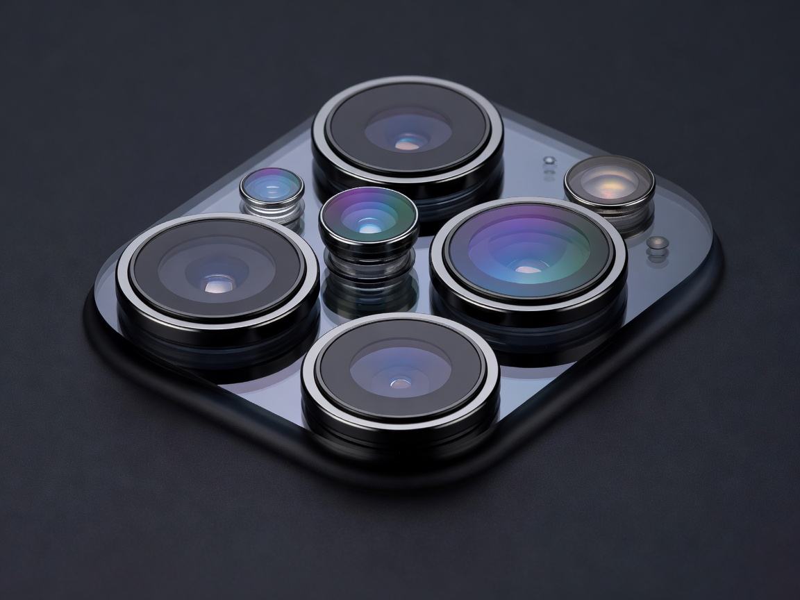 Multi-element smartphone camera lens array with anti-reflective glass coating